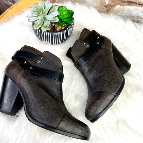 RAG & BONE Burnished Brown Leather Harrow Ankle Boots, 40 - Picture 13 of 14